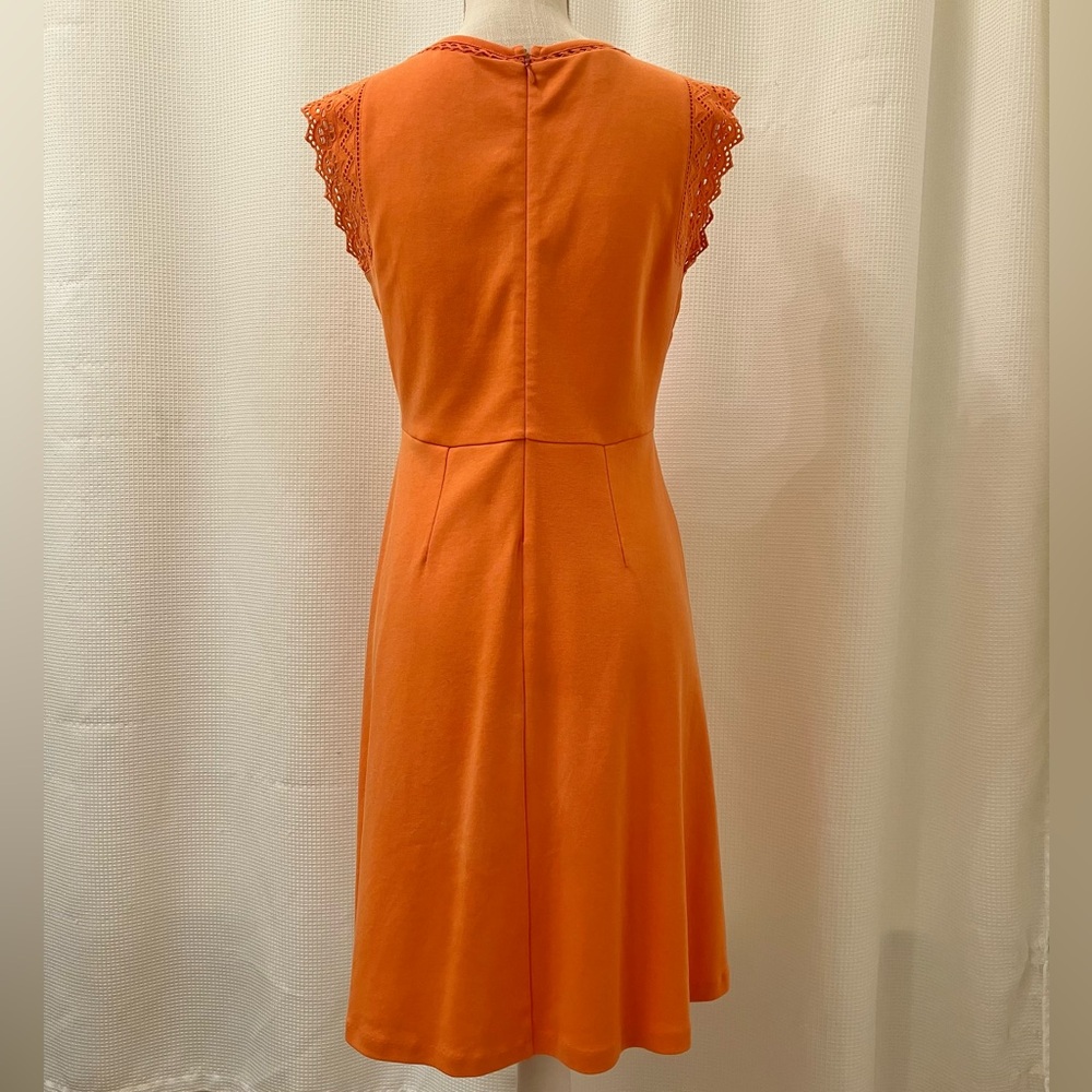 PRICE DROP! Talbots fun orange dress with cute detailed cap sleeves, size SP - Picture 2 of 9